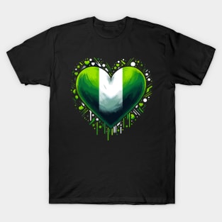 Nigeria Flag Heart T-Shirt